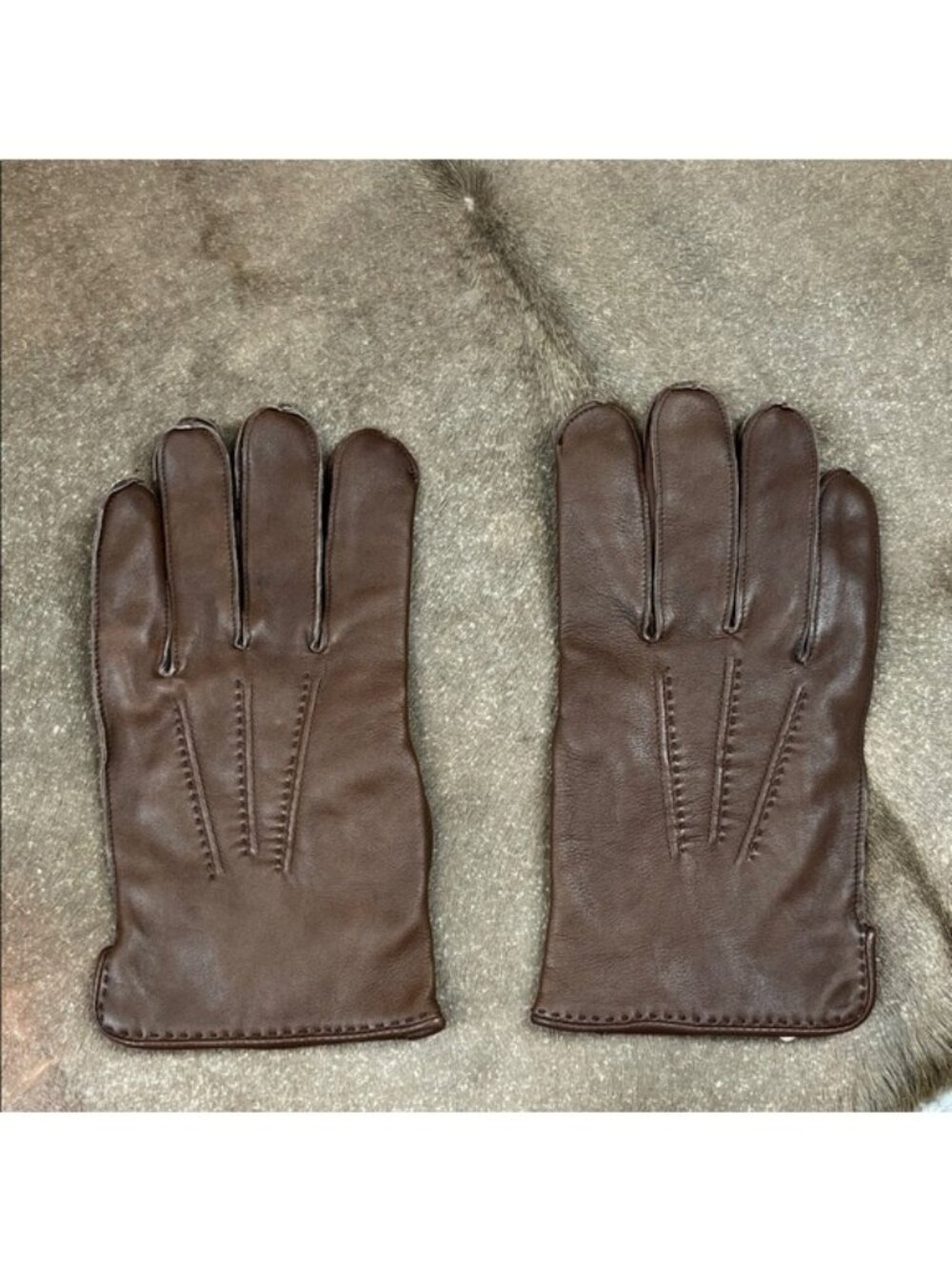 Coach NY Cashmere Lined Deerskin Boxed Finger Curved Wrist Stitched Gloves XL